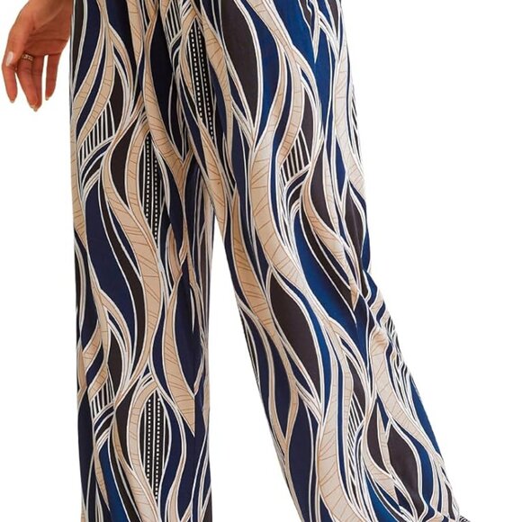 Women's Boho Pants, Wide Leg High Waist Harem Pants Hippie Yoga Clothes with Poc - Picture 1 of 8
